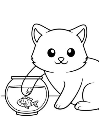 desenho para colorir gatinho