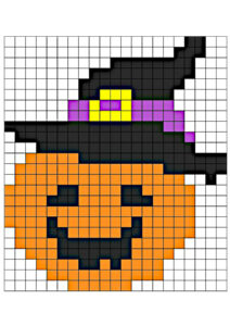 abobora de halloween pixel art