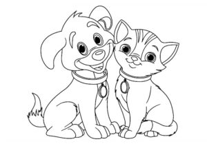 cachorros e gatos para colorir