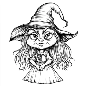 desenho de bruxa para colorir e imprimir