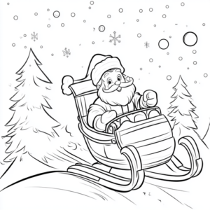 papai noel no treno para colorir