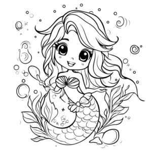 sereia para imprimir e colorir