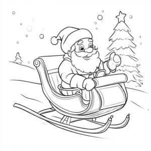 trenó do papai noel para colorir