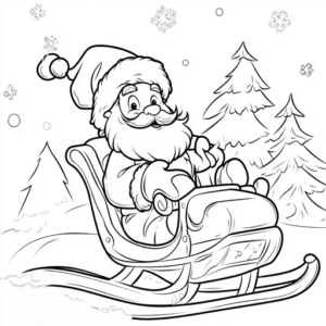 trenó do papai noel para colorir