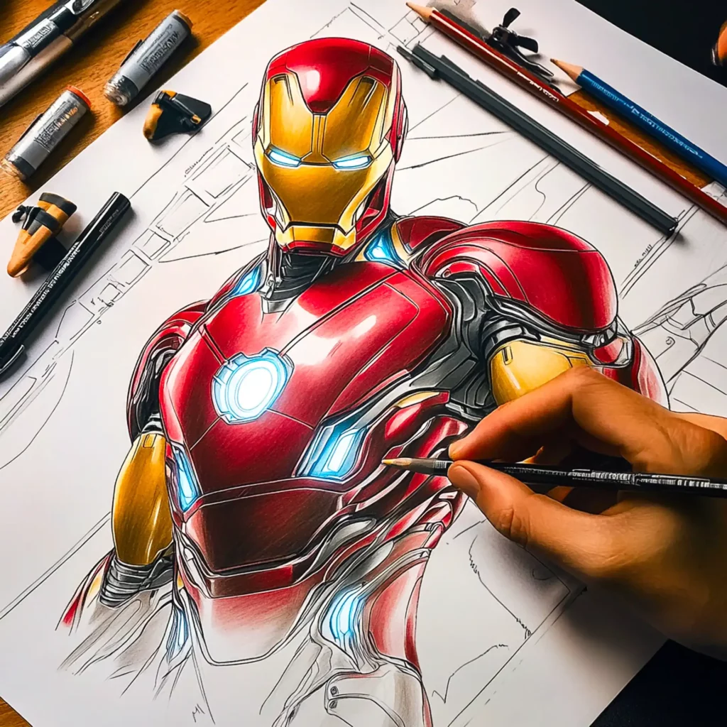 como colorir homem de ferro