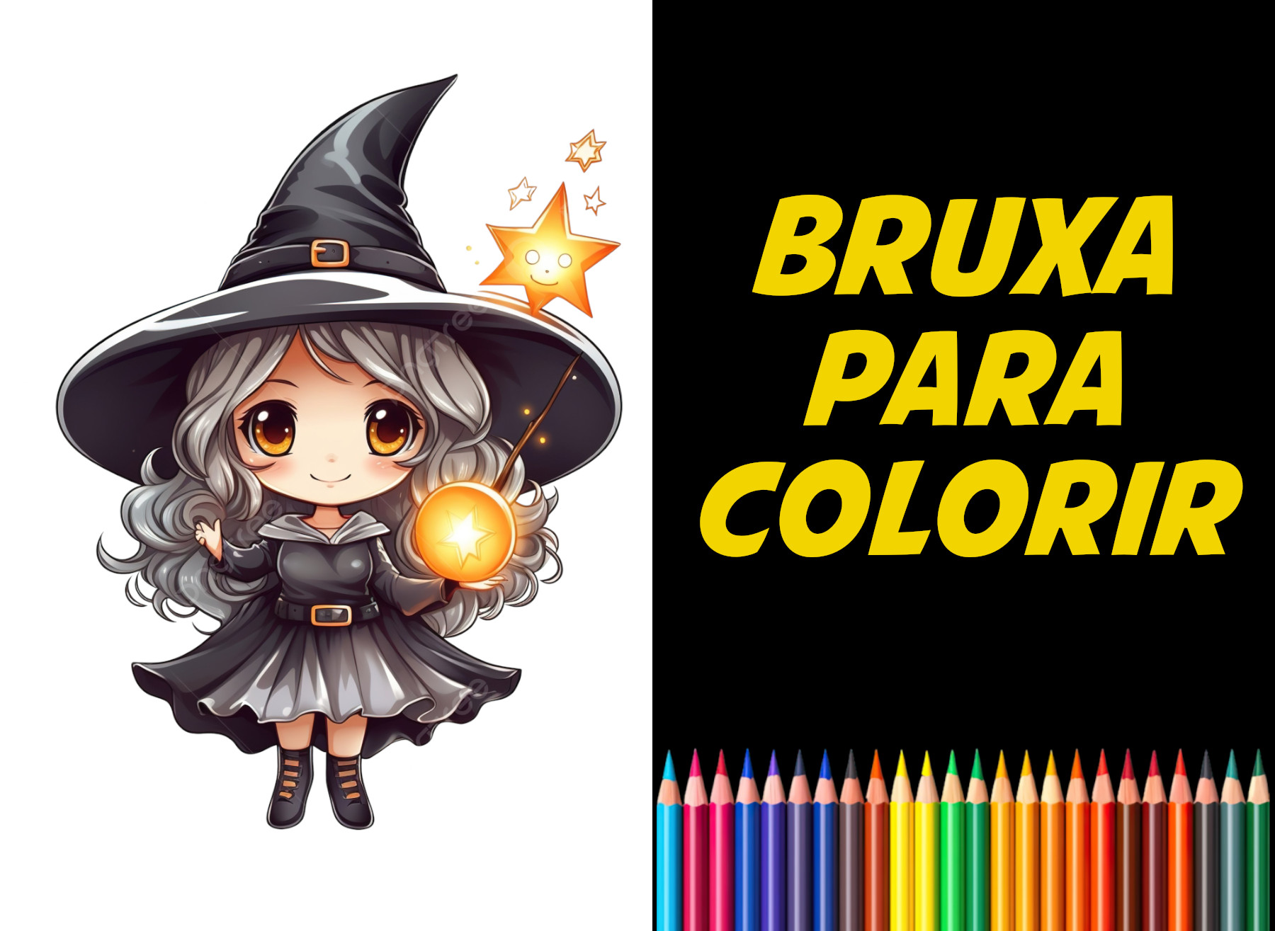 bruxa para colorir